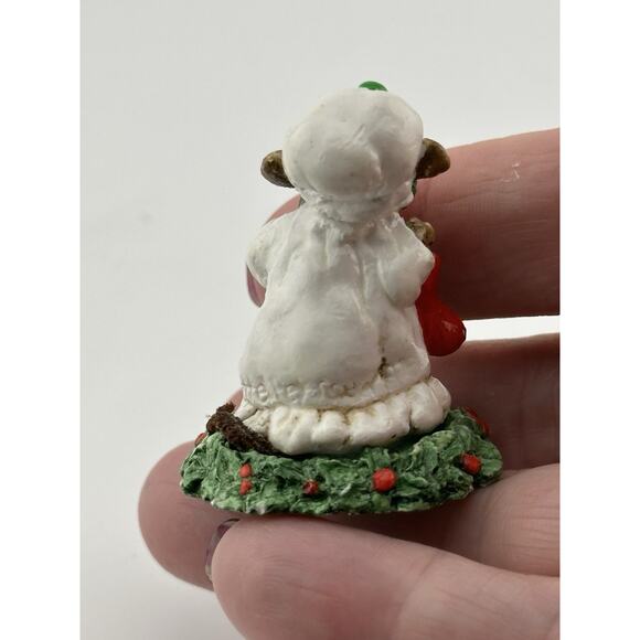 Wee Forest Folk "Chris-Miss" M-032 1978 AP Mouse Wreath Base Red Stock Retired - Picture 4 of 9